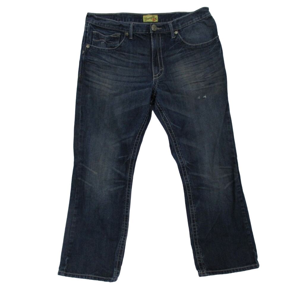 Wrangler 20X Vintage Boot Jeans Mens 36x30 Dark Distressed Wash Cotton 42MWXFT